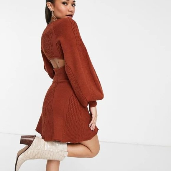 NWOT Free People Emmaline Open Back Mini Sweater Dress - Picture 5 of 13